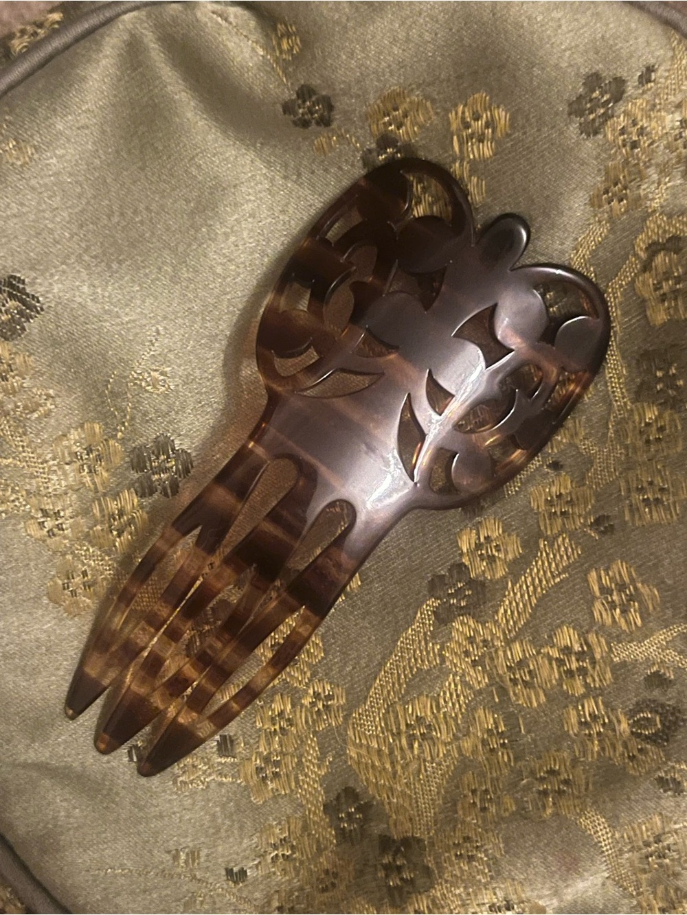 Sandy Liang Tortoiseshell Brown Carved Hair Comb